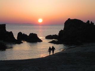 夕日（水晶浜海水浴場）